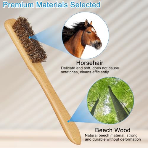 7 Pcs Horsehair Detail Brush Set - 2 Silver Cleaning Horsehair Brushes + 5 Polish Cloth, Detailing Brush & Polishing Cloth for Silverware, Jewelry, Plateware & Sterling Silverware - size: 2Brushes+5Polishing Cloth