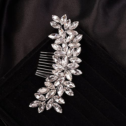 Teyglen Simple Full Rhinestones Wedding Hair Comb - Crystal Hair Pieces Luxurious Accessories for Bride - Bridal Side Hair Combs for Women and Girls (Rose Gold) - color: Rose Gold