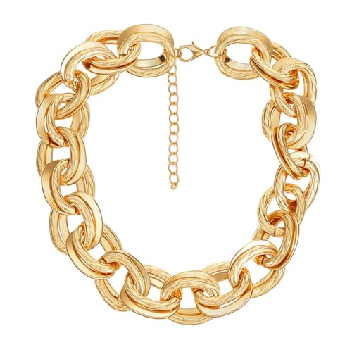 Chunky Gold Necklace, Statement Cuban Link Chain Necklaces, Punk Short Thick Gold Chain Necklace Fashion Jewelry for Women