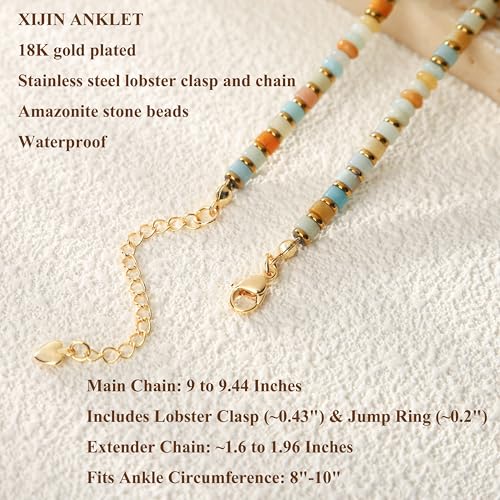 XIJIN Natural Stone Beaded Anklets for Women Handmade Beach Boho Turquoise Beads Ankle Bracelet Jewelry Gift for Her - color: M