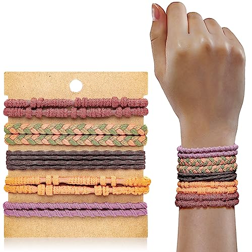 KANPRINCESS Hair Tie Bracelet, 10Pcs Boho Hair Ties For Girls and Women, Elastic Hair Ties, Hair Bands For Ponytails, Ponytail Holder For Daily Life, Sport, Cooking, Working - color: Set2