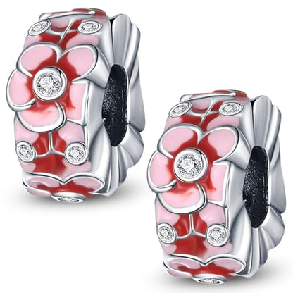 Pandach 925 sterling silver Clip Spacer Charm for Bracelet Clip Lock Stopper Bead Spacer European Openable Beads 2Pcs - style: 2-PAC142