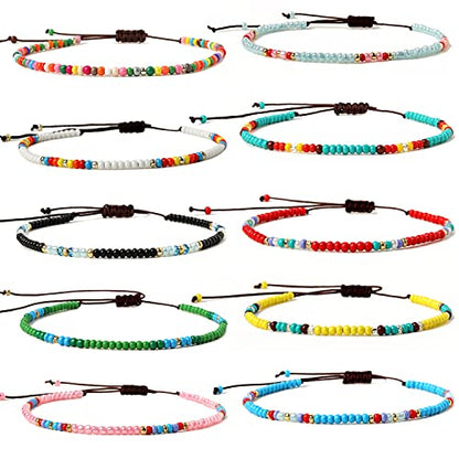 XIJIN 8Pcs Handmade Beaded Anklets for Women Boho Colorful Beads Ankle Bracelets Adjustable Foot Anklet Set - color: A-1