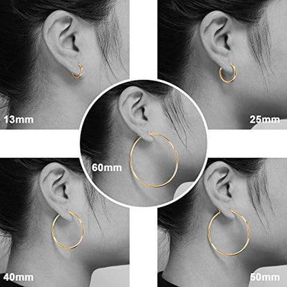 M MOOHAM Hoop Earrings for Women, Hypoallergenic 14K Gold Plated Earrings | Gold Plated Hoop Earrings Set for Sensitive Ears, Earring Stack for Women Trendy, Jewelry Gifts Lightweight 13-60mm - color: 2pcs-20mm-silver-plated