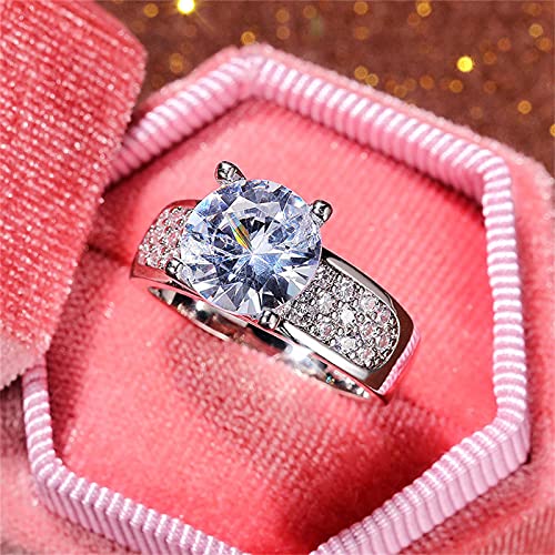 925 Sterling Silver Shiny Gem Ring Cubic Zirconia Rings CZ Diamond Multi Row Ring Eternity Engagement Wedding Band Ring for Women (US Code 6) - size: US Code 6