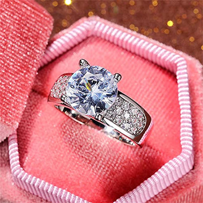 925 Sterling Silver Shiny Gem Ring Cubic Zirconia Rings CZ Diamond Multi Row Ring Eternity Engagement Wedding Band Ring for Women (US Code 7) - size: US Code 7