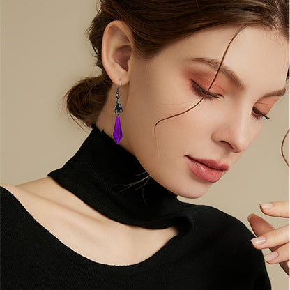 ONLYJUMP Gothic Vampire Bat Earrings Necklace Set for Women Vintage Goth Dark Bat Earrings Blood Pendant Necklaces Mystic Witch Halloween Costume Jewelry Gifts - style: Purple bat