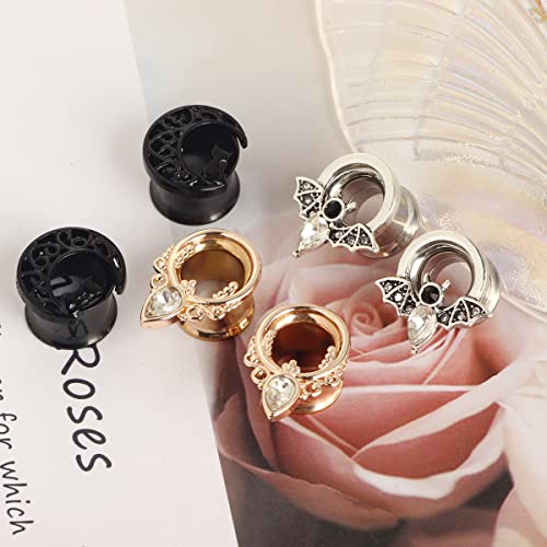 TIANCI FBYJS Stainless Steel Zircon Ear Tunnels Earrings Guages Piercing Plugs Stretcher Gauges for Women Men - style: New 10mm=00g