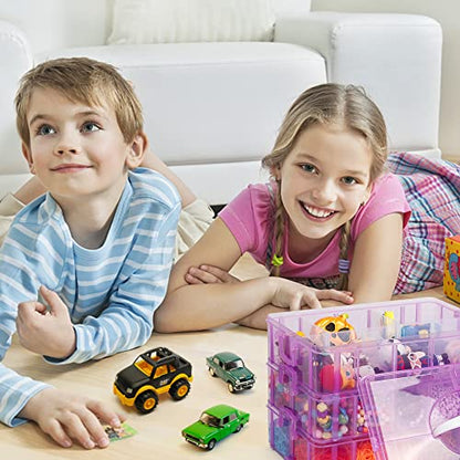 7 Layers Stackable Storage Container, 70 Adjustable Compartments (Purple) Stackable Storage Container, Perfect for Kids Toys, Art Crafts, Jewelry, Supplies, Mini Case & Letter Sticker Included - color: PURPLE