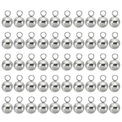 PATIKIL 50pcs Steel Bead Charm, Stainless Steel Ball Bracelet Charm Pendants Metal Round Beads Small Bulk for Jewelry Making - color: Silver Tone, size: 7mm