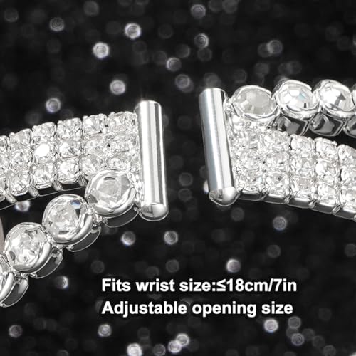 Suyi Rhinestone Bracelet for Women Silver Multilayer Cuff Bracelet Crystal Bridal Bracelets - color: Silver 5