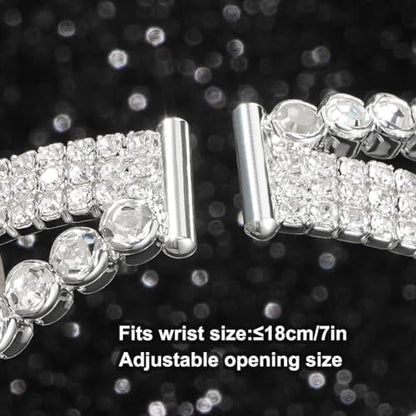 Suyi Rhinestone Bracelet for Women Silver Multilayer Cuff Bracelet Crystal Bridal Bracelets - color: Silver 5