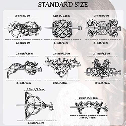 WILLBOND 8 Pcs Viking Celtic Hair Clips Vintage Celtic Knot Hair Slide Sticks Retro Silver Alloy Barrette Hairpins Viking Jewelry Accessories for Women Girls Scarf Sweater Gifts(Classic) - style: Classic