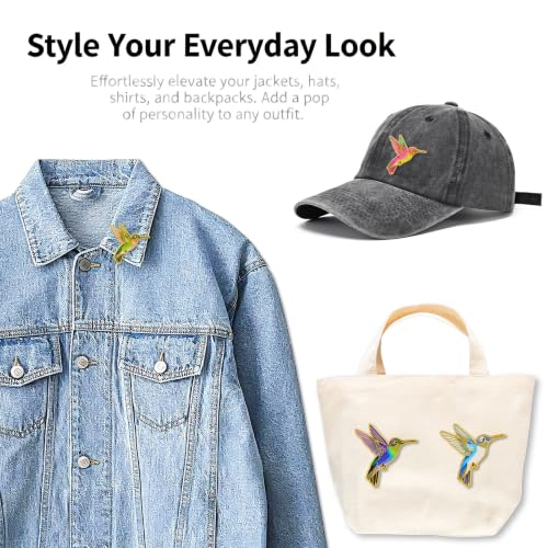 4/6/9/10/12/16/20PCS Cute Enamel Pins Bulk Set, Art Aesthetic Lapel Brooches, Humorous Quote Pins for Backpacks Jackets Hats Bags, Novelty Cool Badges for Women, Men, Teens, Kids - style: 4pcs Hummingbird