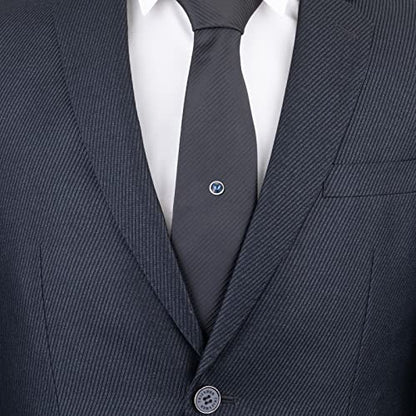 Tie Pins for Men Silver Tie Pins with Chain, Tie Tack Pins Brooch Personalized Wedding Business Gifts - color: Blue crystal