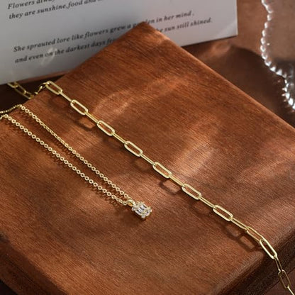 Coshilta Layered Gold Necklaces for Women, 14K Plated Gold Sterling Silver Plated Dainty Pendant Necklace Set with Cubic Zirconia,Stackable Chain Choker,Trendy Personalized Jewelry Gift Non Tarnish - style: C-N0495-CZ
