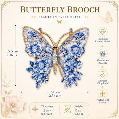 Butterfly American Flag Brooch Pin for Women Sparkly Crystal Red Blue Butterflys Brooches Pins Colorful Enamel Butterfly Statement Pin Patriotic Jewelry Accessorie Gifts - color: Blue