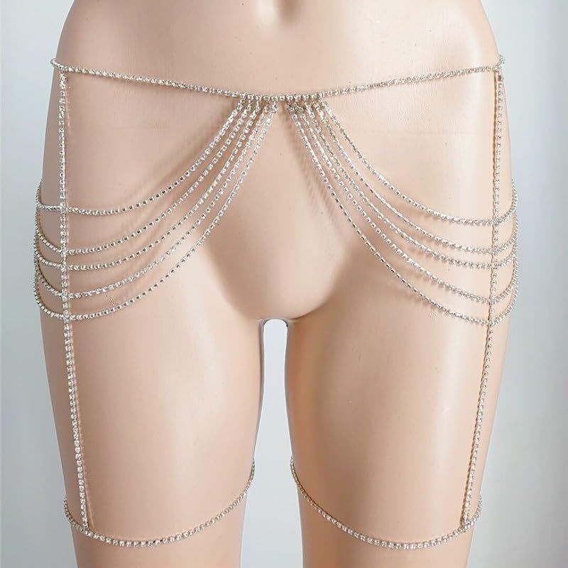 Body Chain Bra Fashion Shoulder Necklaces Bra Chain Body Jewelry - color: Silver