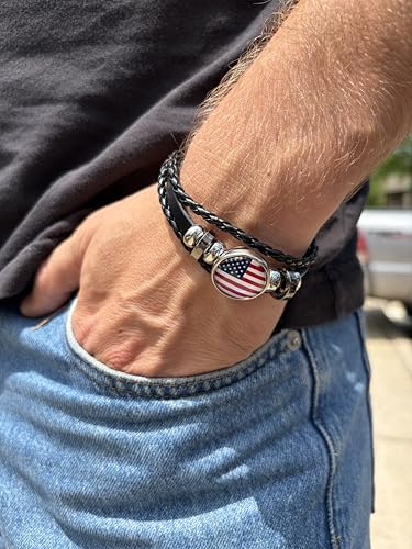World Cup National Team Soccer Fan Bracelet – Faux Leather – Sports Fashion Jewelry - color: USA Black