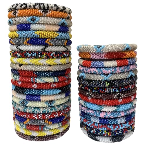 12 Random Mix Crochet Glass Seed Bead Bracelet Nepal Bracelet (ONE Dozen)