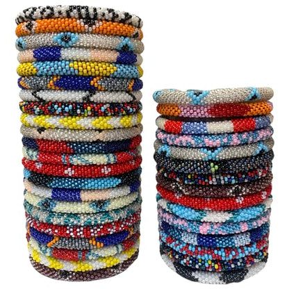 12 Random Mix Crochet Glass Seed Bead Bracelet Nepal Bracelet (ONE Dozen)