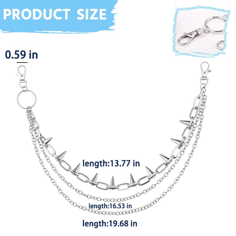 Goth Pants Chain Charms for Women Men Punk Layered Jean Chains Gothic Y2k Pocket Chain for Women Hip Hop Waist Chains - color: Rivet