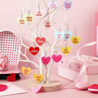 8 Pairs Valentine's Day Candy Heart Acrylic Earrings for Women | Sweet Conversation Dangle Earrings, Kiss Hug My Love, Valentine Day Anniversary Wedding Gifts, Girls Women Party Accessories - style: Valentines Day