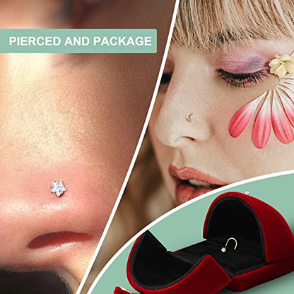 14k Solid Gold Nose Stud, Yellow Gold, 3mm Star,Hypoallergenic | S Shape Nose Ring, For Women, 14K Real Screw Nostril Stud, Hypoallergenic