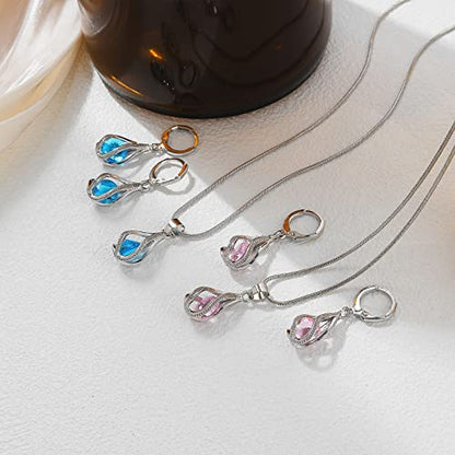 IFKM Silver Jewelry Sets for Women Rhinestone Crystal CZ Bridal Bridesmaid Accessories Necklace Earrings set for Wedding Prom Anniversary Birthday Gifts - color: Cambridge Blue