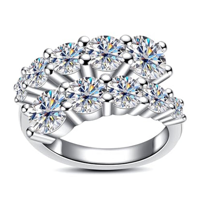 Moissanite Eternity Rings, S925 Sterling Silver Anniversary Band for Women - style: 4. 2 CT Open Ring