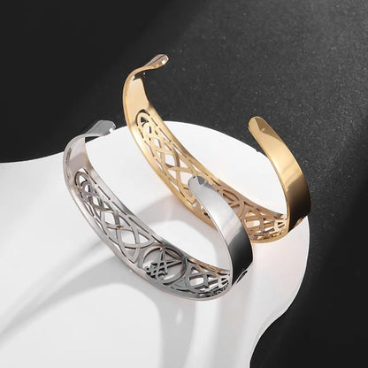 Stainless Steel Cross Adjustable Cuff Bracelet Men Womens Celtic Seal Two X Shape Amulet Jewelry - color: golden