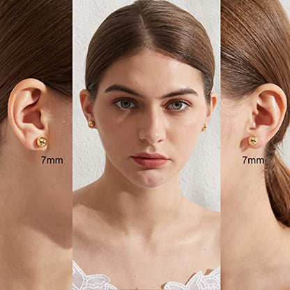 Jiamiaoi Ball Stud Earrings Set Sizes 4mm-10mm,High Polish Finish Ball Studs Hypoallergenic 925 Sterling Silver Stud Earrings for Women Men - color: B-Yellow, size: 4MM