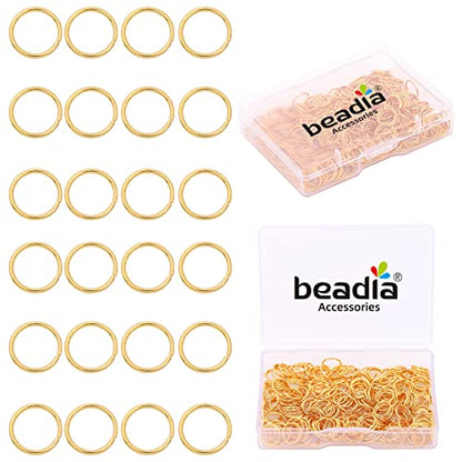 BEADIA 18K Gold Plated Jump Rings Non Tarnish 8mm 300pcs for Jewelry Making Findings - color: Gold, size: 0.7x8mm