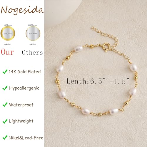Pearl Bracelets for Women, 14k Gold Plated Dainty Beaded Bracelets Stack Link Chain Charm Bracelets Set Layered Tiny Jewelry for Women Christmas Gifts - style: GD-5