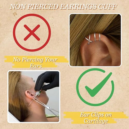 Ear Cuff Earrings for Women Chunky Ear Cuffs Non Piercing | Clip on cartilage earrings helix fake earrings jewelry trendy stuff christmas gift stocking stuffers - color: D