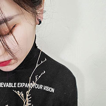 20 Pairs Stainless Steel Stud Earrings Set for Women Men Black Silvery Round Disc Ball Square Cubic Zircon Studs Dangle Earrings Fashion Small Huggie Hoops Jewelry