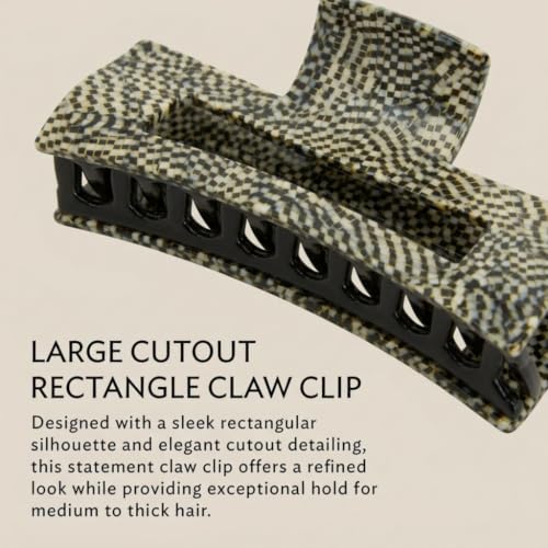 France Luxe Large Cutout Rectangle Claw Clip, For Thick Hair, Opera Silver | Made for Fuller Hair, Handmade in France, Cellulose Acetate Claw Clip, Hair Accessories Women - color: Opera Silver