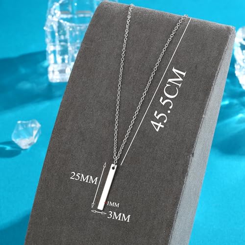 Bar Stylish Minimalist Design Pendant Necklaces for Women Bar Necklace Adjustable - color: silver tone
