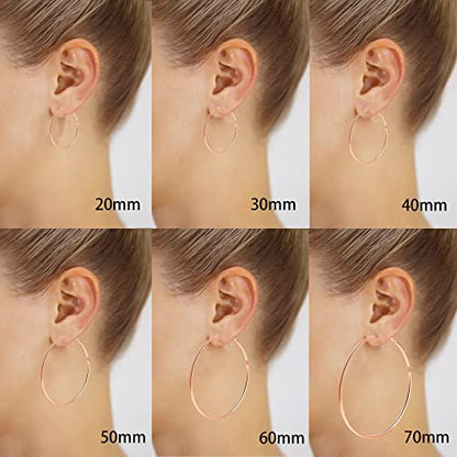 2mm Sterling Silver Big Hoop Earrings For Women - Large Hypoallergenic Circle Endless Thin Oversize Silver Hoops - color: Rose Gold,50mm