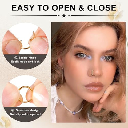 23-40 Pcs Gold Nose Rings & Studs - 18G & 20G Nose Piercing Jewelry - L Shape, Hoop & Screw Body Jewelry for Women & Men - color: Gold-20G-5Pcs