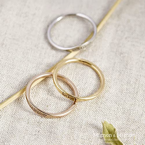 MignonandMignon Personalized Name Ring Custom Handmade Mother's Day Gifts Jewelry Best Gift For Her Anniversary Name Jewelry Mom Gift Engraved Elegant Rings - RF1
