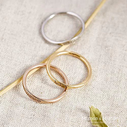 MignonandMignon Personalized Name Ring Custom Handmade Mother's Day Gifts Jewelry Best Gift For Her Anniversary Name Jewelry Mom Gift Engraved Elegant Rings - RF1