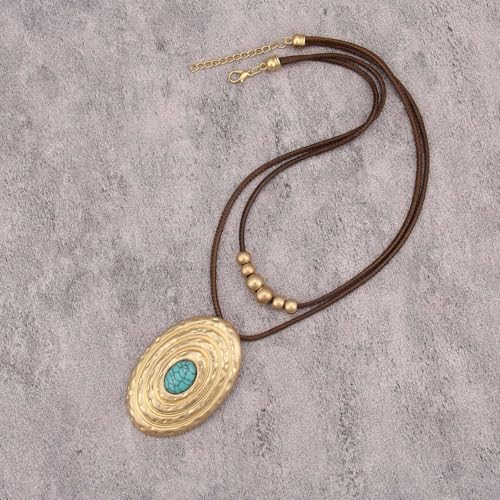 Boho Necklaces for Women Chunky Circle Necklace Bohemian Necklaces | Chunky Boho Necklace for Women Layered Boho Circle Leather Choker Necklace Long Vintage Necklaces Bohemian Jewlery Gifts - style: Boho Choker Necklace