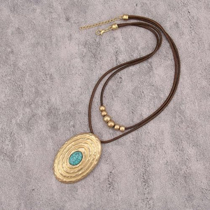Boho Necklaces for Women Chunky Circle Necklace Bohemian Necklaces | Chunky Boho Necklace for Women Layered Boho Circle Leather Choker Necklace Long Vintage Necklaces Bohemian Jewlery Gifts - style: Boho Choker Necklace