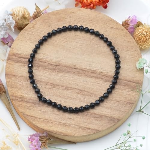 MASSIVE BEADS Natural Genuine Gemstone Beads Healing Crystal Chakra Reiki Jewelry Faceted Round Beads Bracelets 3mm - color: Black Obsidian