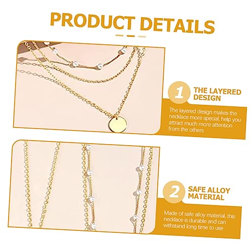 Layered Pearl Clavicle Necklace for Women Geometric Triple Strand Neck Chain Adjustable Dainty Jewelry for Everyday Wear