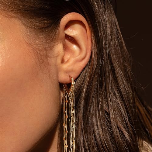 Robaice Long Gold Dangle Earrings for Women, 14K Plated Tassel Earring | Gold Chain Dangling Earrings, Trendy Drop Prom Earring, Lightweight Statement Party Jewelry, Gift for Women - style: B-dangle tassel chains, gold