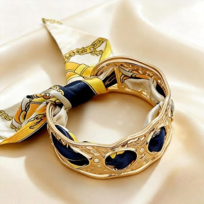 Gold Cuff Bracelets for Women, Boho Western Scarf Bracelet with Ribbon Bow, Adjustable Open Bangle Hair Tie Bracelet, Blue Paisley Bandana Wrist Cuff, Stainless Steel Vacation Festival Jewelry - color: a5:pink