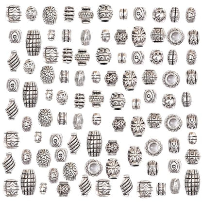 stino Metal Spacer Beads for Jewelry Making, Silver Bracelet Earrings Necklace Findings & Supplies 512 (Barrel (70Pcs)) - color: Barrel (70Pcs)