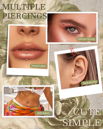 11Pcs Eyebrow Piercing Jewelry with Grabber Tool 14G/16G Stainless Steel Curved Barbell Eyebrow Jewelry Hypoallergenic Eyebrow Rings Rook Vertical Labret Navel Daith Lip Helix Conch Daith for Women Men 6mm/8mm/10mm/12mm - color: Silver, size: 16G